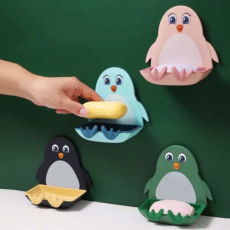 Cute Penguin Soap Box, Penguins Shape Soaps Box with Hook, Cute Drain Toilet Free Punch Shelf Soap Box, Bathroom Soap Case, Dormitory Bath Soap Dish Cute Penguin Soap Box, Penguins Shape Soaps Box with Hook, Cute Drain Toilet Free Punch Shelf Soap Box, Bathroom Soap Case, Dormitory Bath Soap Dish